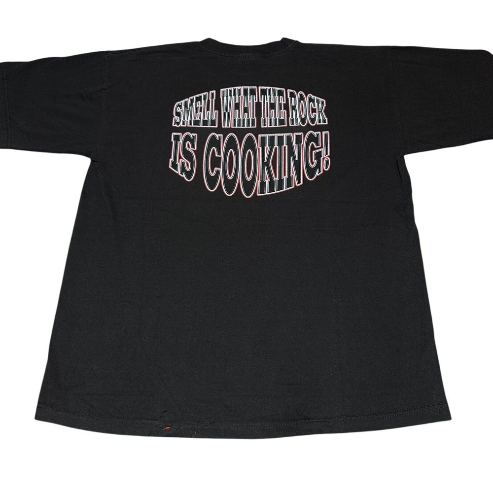 Vintage 1990s WWF Smell What The Rock‎ Is Cooking Wrestling T-Shirt Size XL - Picture 7 of 11
